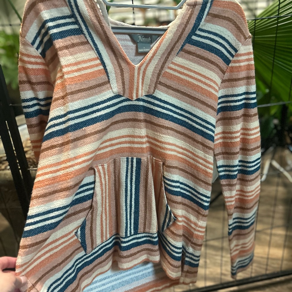 Natural Reflections Multicolor Striped V-Neck Top